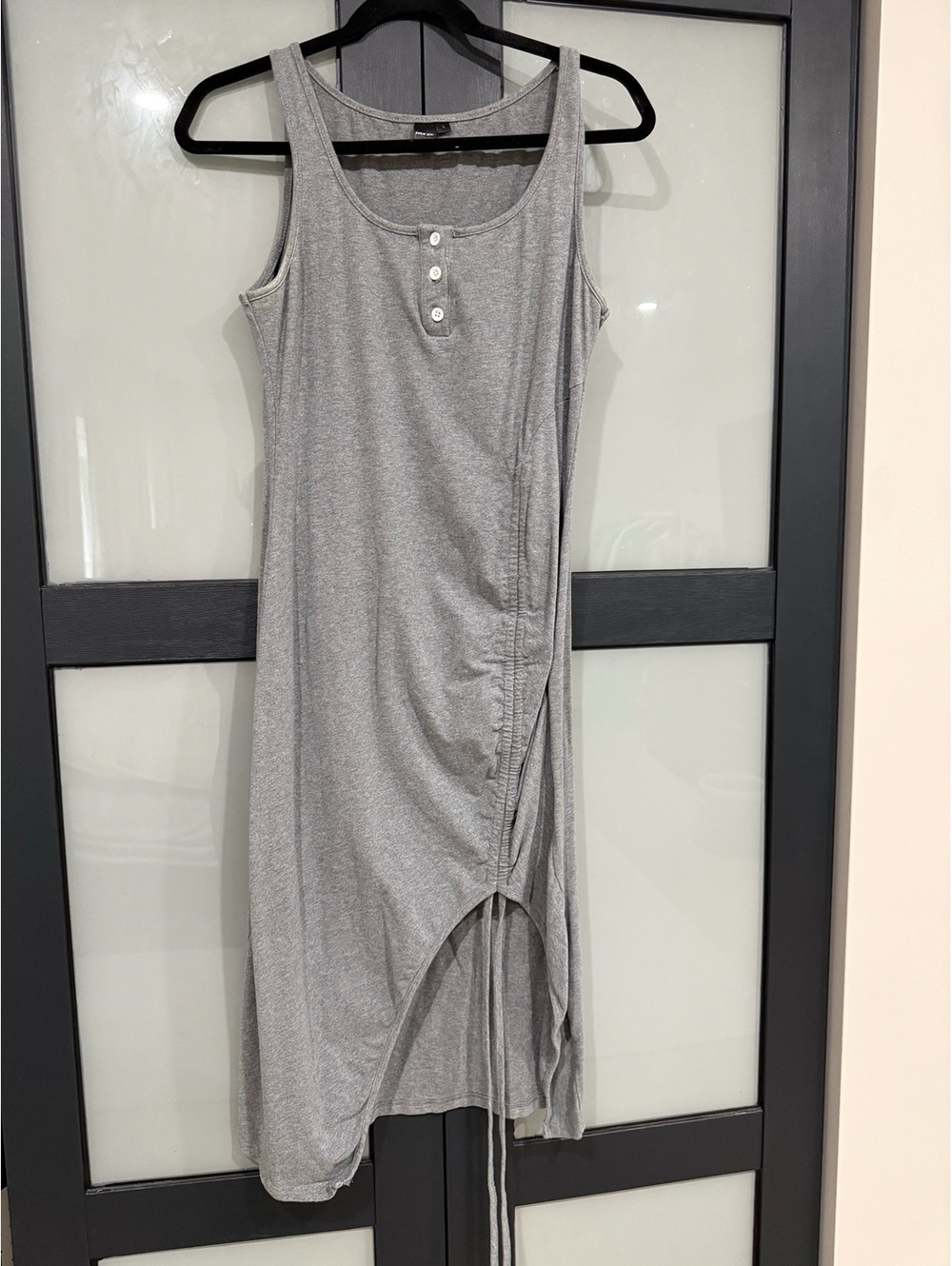 Gray Ruched Midi Dress – Size Large